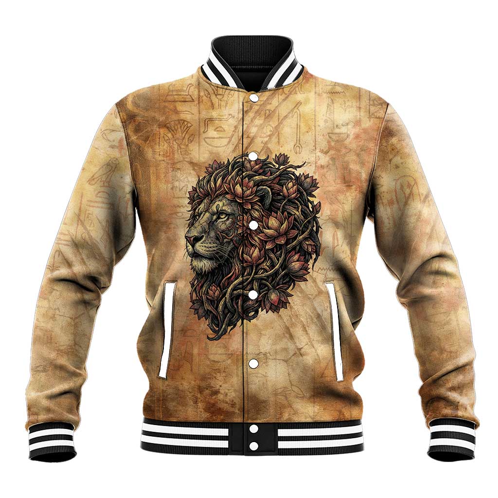 Nefertem Ancient Egyptian Baseball Jacket Lion Head Lotus Flowers Incense Smoke Ancient