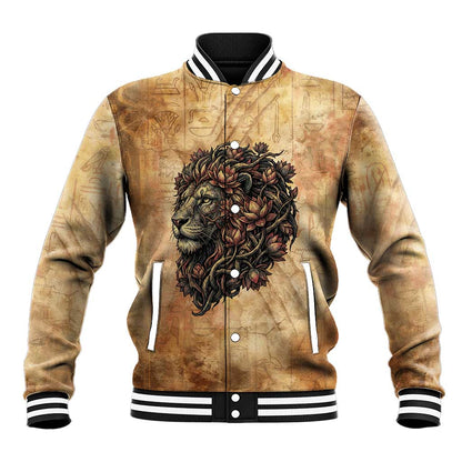 Nefertem Ancient Egyptian Baseball Jacket Lion Head Lotus Flowers Incense Smoke Ancient