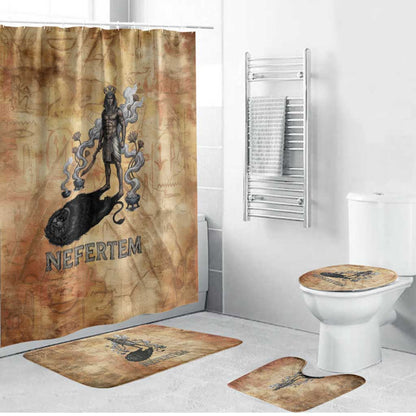 Nefertem Ancient Egyptian Bathroom Set Lion Head Lotus Flowers Incense Smoke Ancient