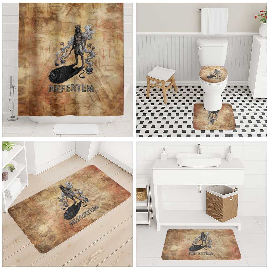 Nefertem Ancient Egyptian Bathroom Set Lion Head Lotus Flowers Incense Smoke Ancient