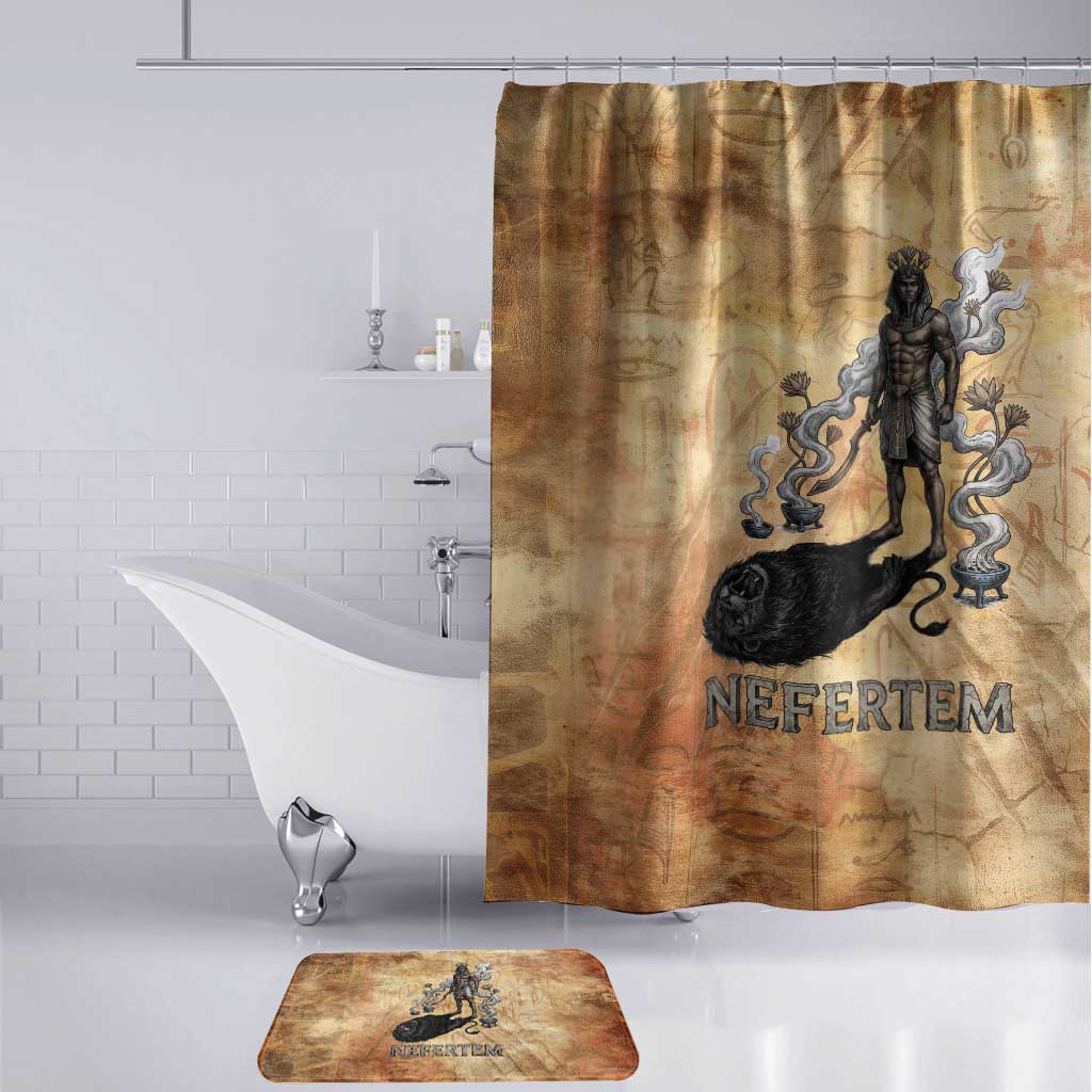 Nefertem Ancient Egyptian Bathroom Set Lion Head Lotus Flowers Incense Smoke Ancient