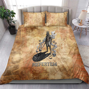 Nefertem Ancient Egyptian Bedding Set Lion Head Lotus Flowers Incense Smoke Ancient