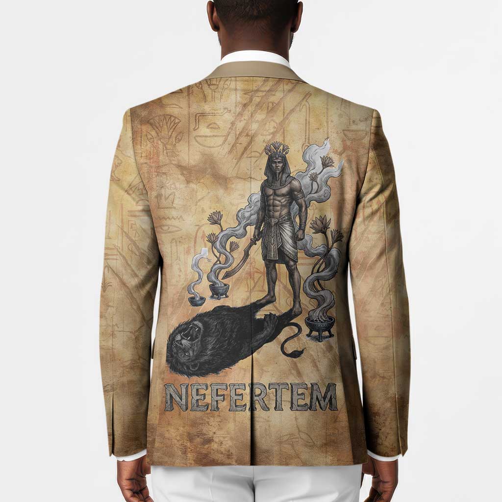 Nefertem Ancient Egyptian Blazer Lion Head Lotus Flowers Incense Smoke Ancient
