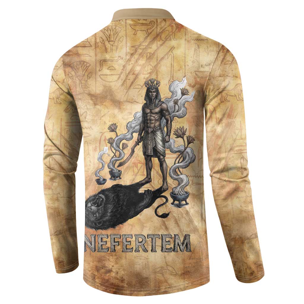 Nefertem Ancient Egyptian Button Sweatshirt Lion Head Lotus Flowers Incense Smoke Ancient