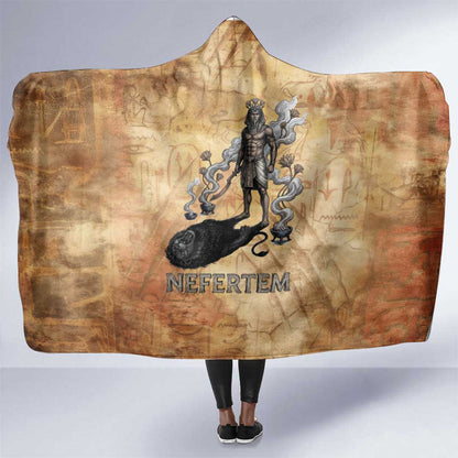 Nefertem Ancient Egyptian Hooded Blanket Lion Head Lotus Flowers Incense Smoke Ancient