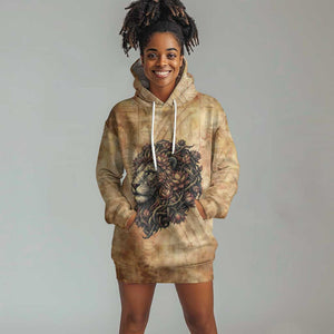 Nefertem Ancient Egyptian Hoodie Dress Lion Head Lotus Flowers Incense Smoke Ancient