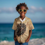 Nefertem Ancient Egyptian Kid Hawaiian Shirt Lion Head Lotus Flowers Incense Smoke Ancient