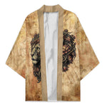 Nefertem Ancient Egyptian Kimono Lion Head Lotus Flowers Incense Smoke Ancient
