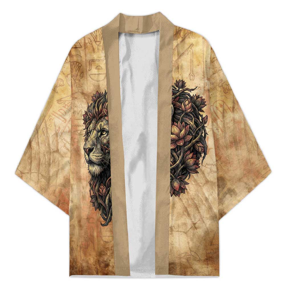 Nefertem Ancient Egyptian Kimono Lion Head Lotus Flowers Incense Smoke Ancient