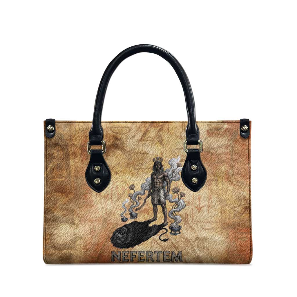 Nefertem Ancient Egyptian Leather Bag Lion Head Lotus Flowers Incense Smoke Ancient