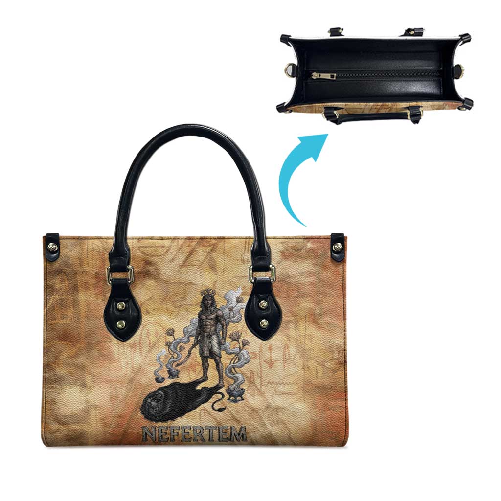 Nefertem Ancient Egyptian Leather Bag Lion Head Lotus Flowers Incense Smoke Ancient