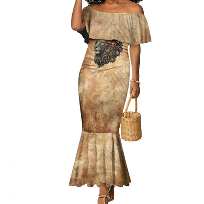 Nefertem Ancient Egyptian Mermaid Dress Lion Head Lotus Flowers Incense Smoke Ancient