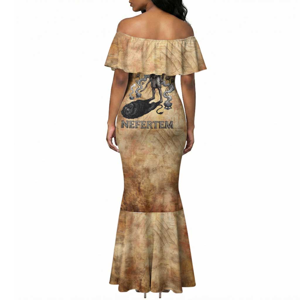 Nefertem Ancient Egyptian Mermaid Dress Lion Head Lotus Flowers Incense Smoke Ancient