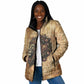 Nefertem Ancient Egyptian Padded Jacket Lion Head Lotus Flowers Incense Smoke Ancient
