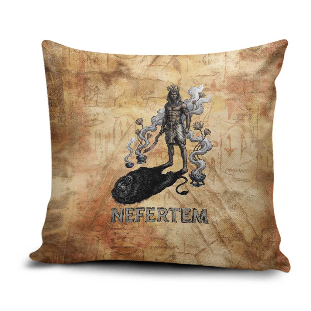 Nefertem Ancient Egyptian Pillow Cover Lion Head Lotus Flowers Incense Smoke Ancient