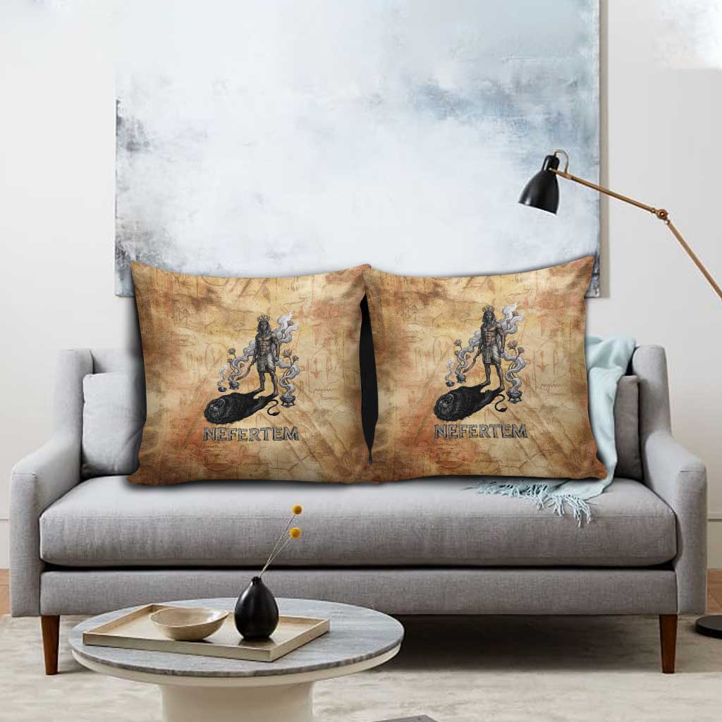 Nefertem Ancient Egyptian Pillow Cover Lion Head Lotus Flowers Incense Smoke Ancient