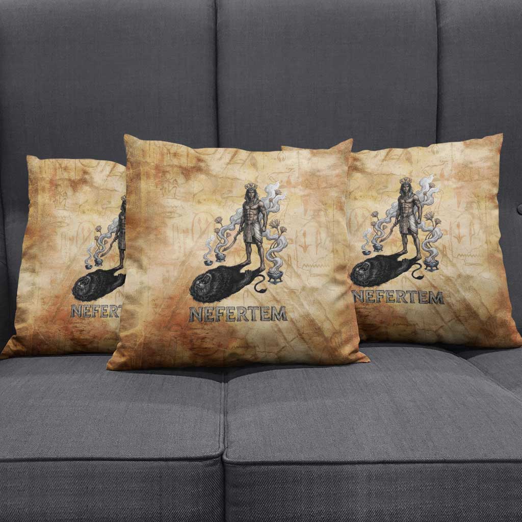 Nefertem Ancient Egyptian Pillow Cover Lion Head Lotus Flowers Incense Smoke Ancient