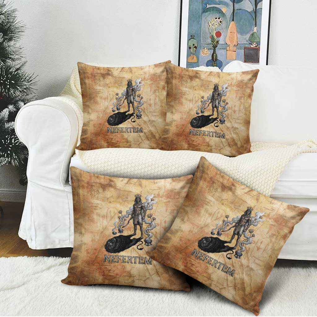 Nefertem Ancient Egyptian Pillow Cover Lion Head Lotus Flowers Incense Smoke Ancient