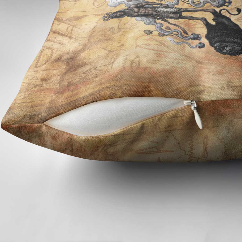 Nefertem Ancient Egyptian Pillow Cover Lion Head Lotus Flowers Incense Smoke Ancient