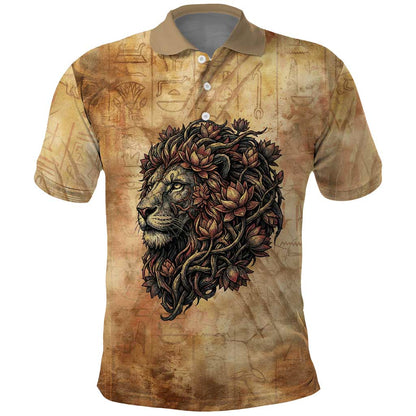 Nefertem Ancient Egyptian Polo Shirt Lion Head Lotus Flowers Incense Smoke Ancient