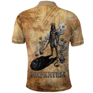 Nefertem Ancient Egyptian Polo Shirt Lion Head Lotus Flowers Incense Smoke Ancient