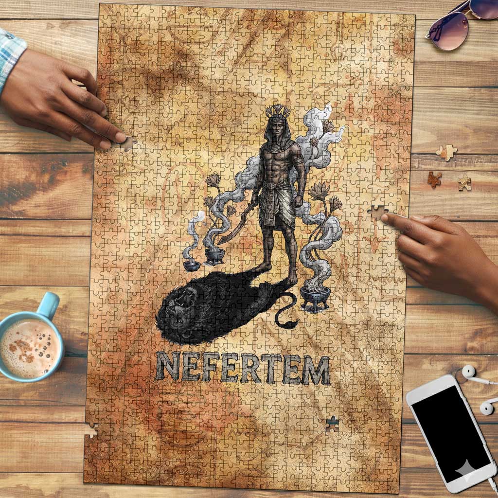 Nefertem Ancient Egyptian Puzzle Lion Head Lotus Flowers Incense Smoke Ancient