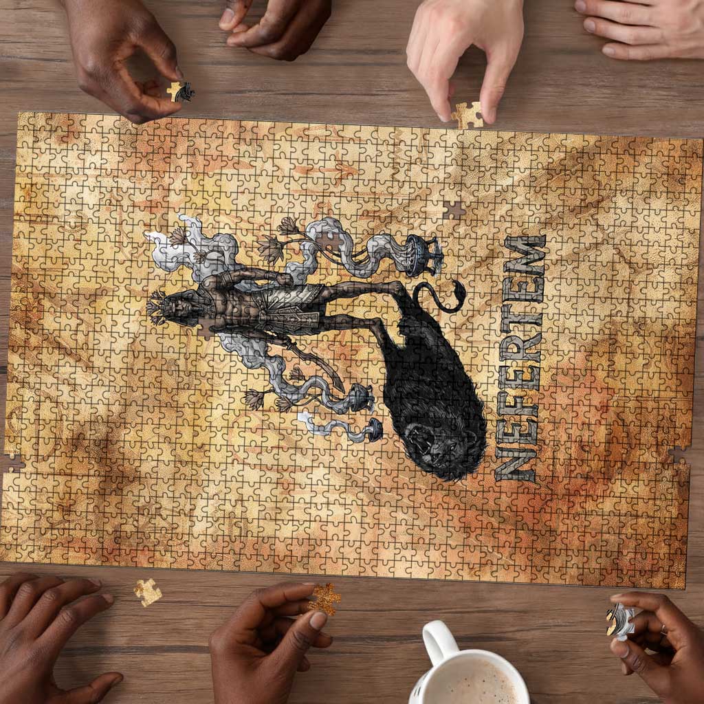 Nefertem Ancient Egyptian Puzzle Lion Head Lotus Flowers Incense Smoke Ancient