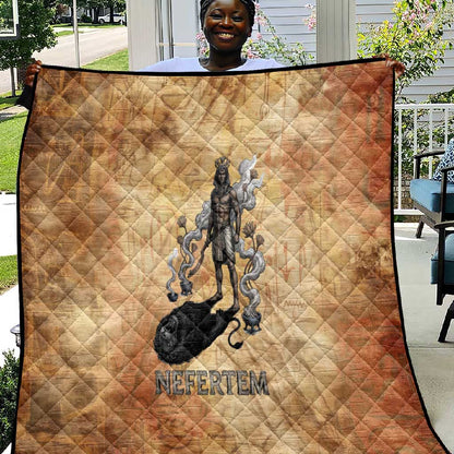 Nefertem Ancient Egyptian Quilt Lion Head Lotus Flowers Incense Smoke Ancient