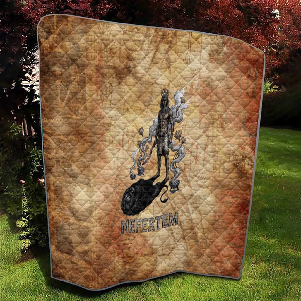 Nefertem Ancient Egyptian Quilt Lion Head Lotus Flowers Incense Smoke Ancient
