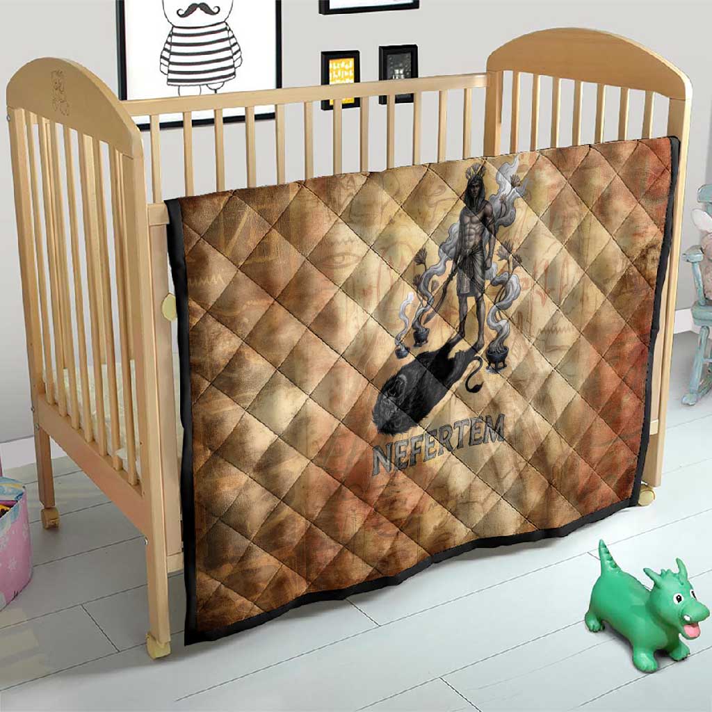 Nefertem Ancient Egyptian Quilt Lion Head Lotus Flowers Incense Smoke Ancient