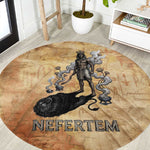 Nefertem Ancient Egyptian Round Carpet Lion Head Lotus Flowers Incense Smoke Ancient