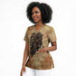 Nefertem Ancient Egyptian Scrub Top Lion Head Lotus Flowers Incense Smoke Ancient
