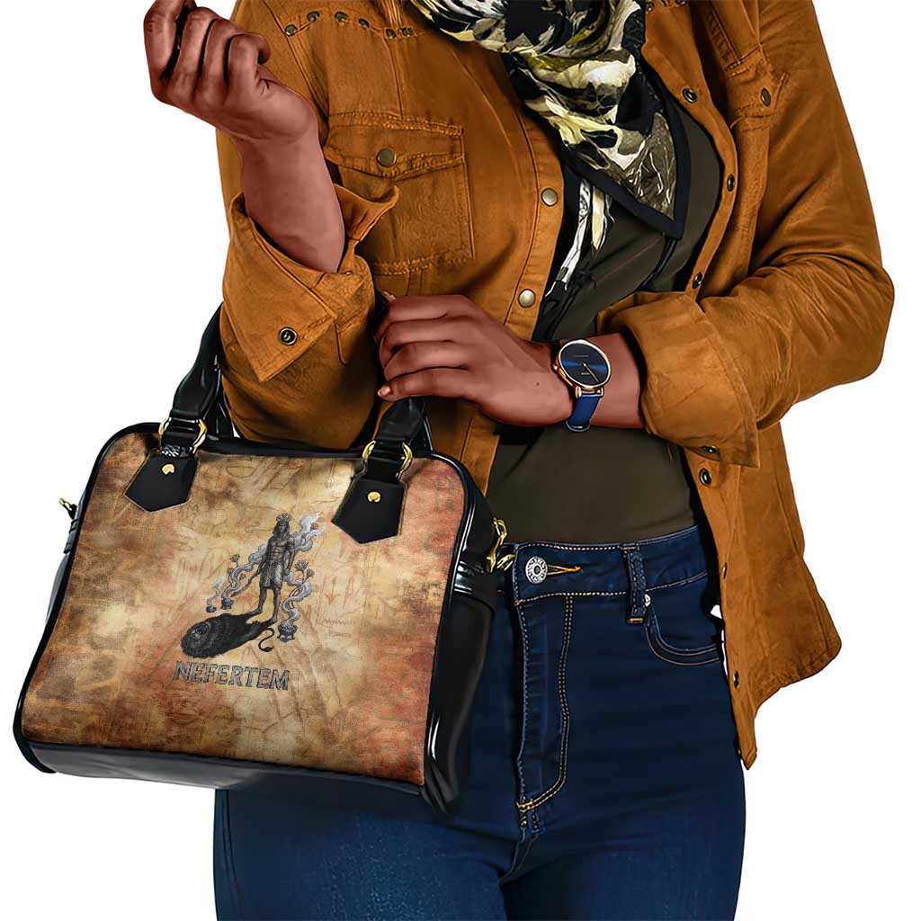 Nefertem Ancient Egyptian Shoulder Handbag Lion Head Lotus Flowers Incense Smoke Ancient