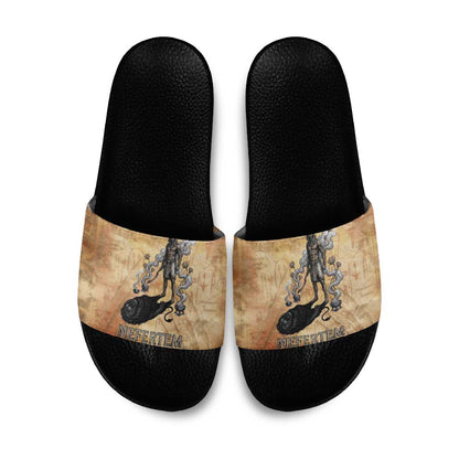 Nefertem Ancient Egyptian Slide Sandals Lion Head Lotus Flowers Incense Smoke Ancient