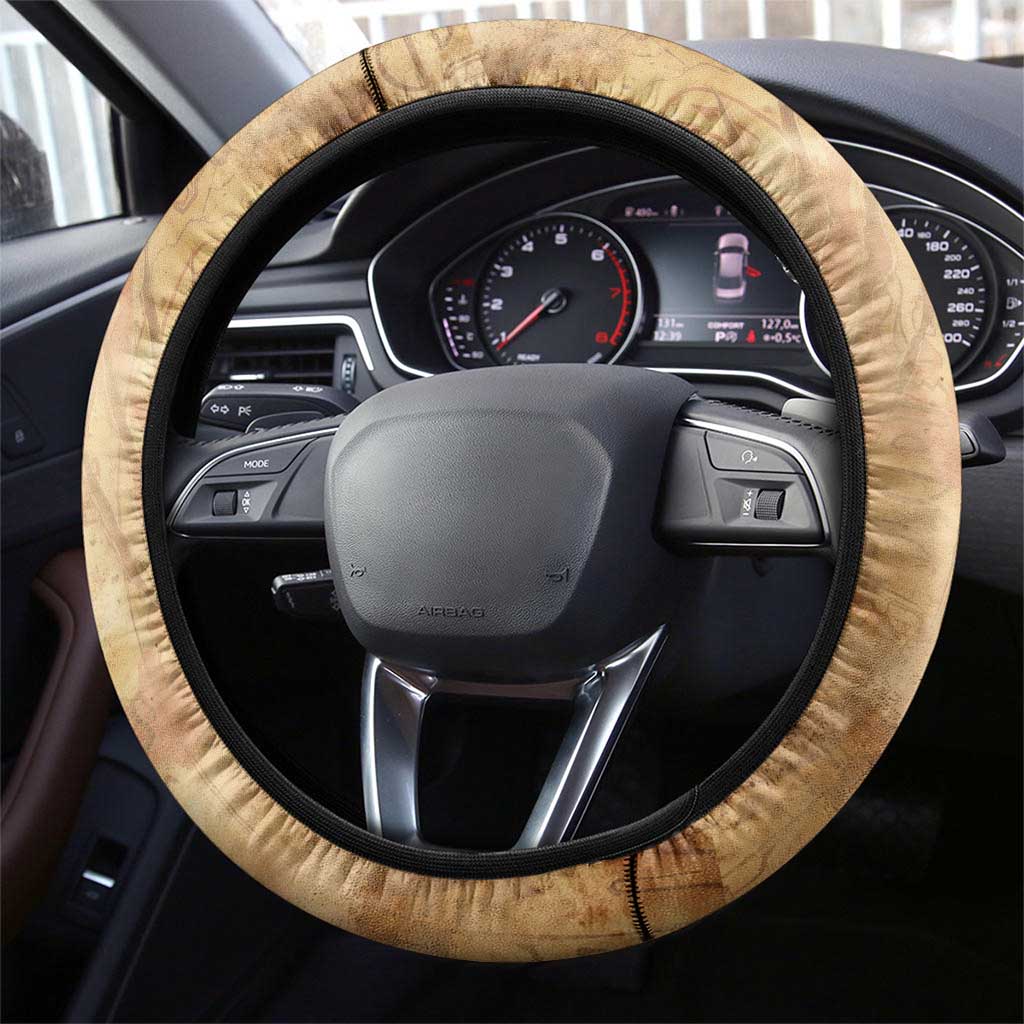 Nefertem Ancient Egyptian Steering Wheel Cover Lion Head Lotus Flowers Incense Smoke Ancient