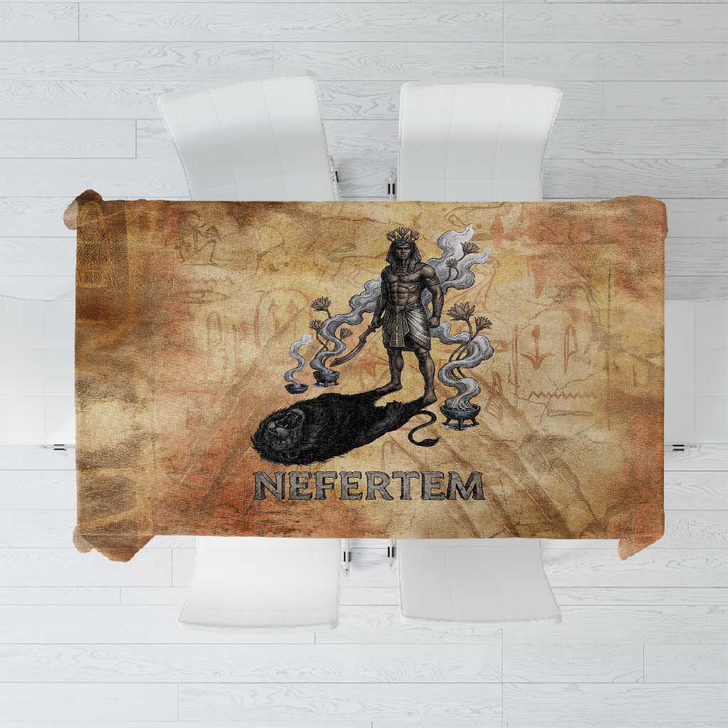Nefertem Ancient Egyptian Tablecloth Lion Head Lotus Flowers Incense Smoke Ancient
