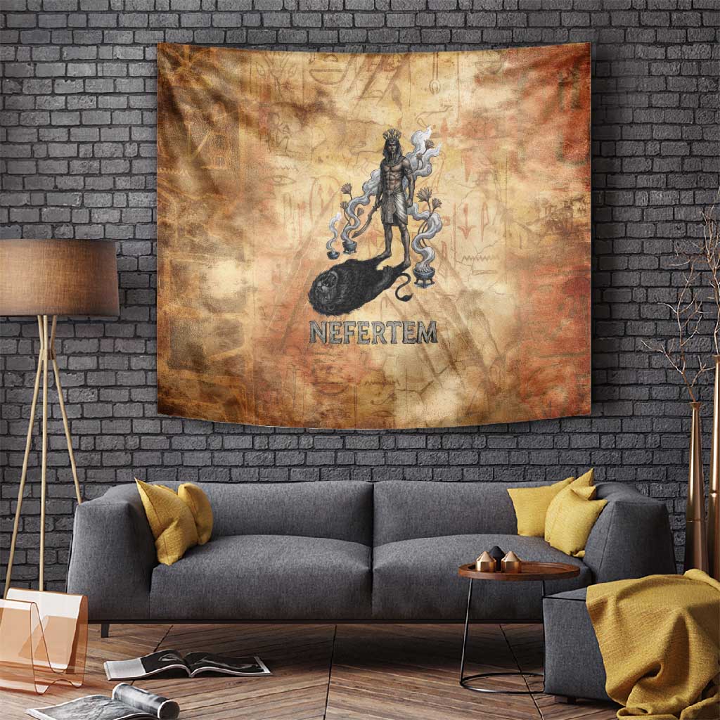 Nefertem Ancient Egyptian Tapestry Lion Head Lotus Flowers Incense Smoke Ancient