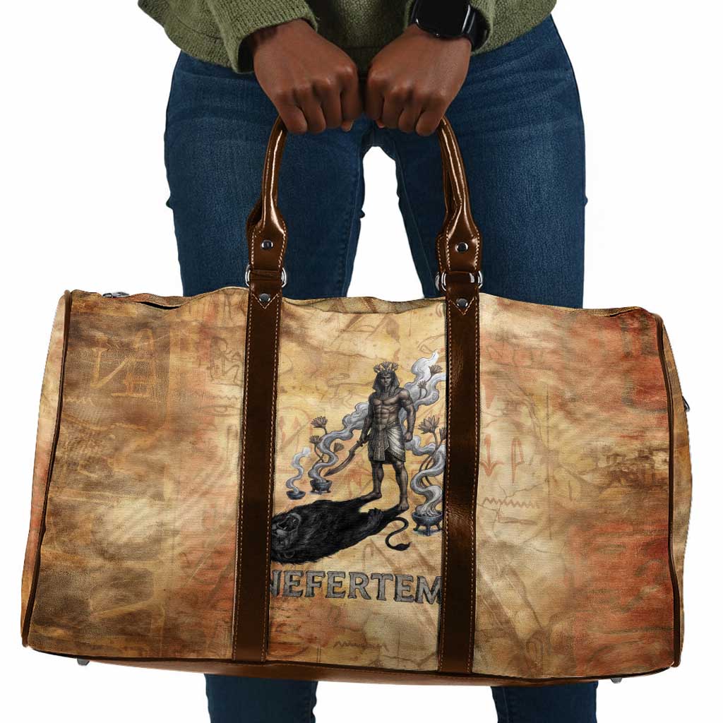 Nefertem Ancient Egyptian Travel Bag Lion Head Lotus Flowers Incense Smoke Ancient