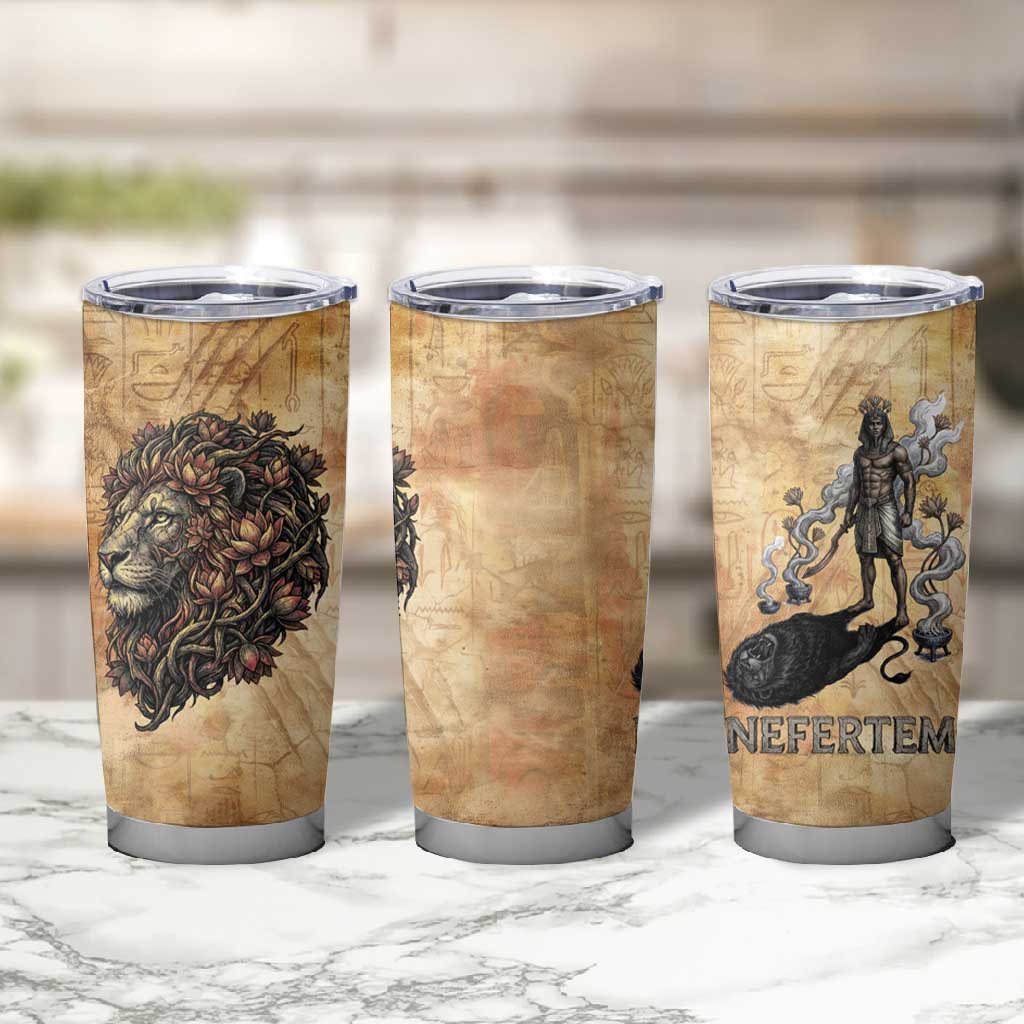 Nefertem Ancient Egyptian Tumbler Cup Lion Head Lotus Flowers Incense Smoke Ancient