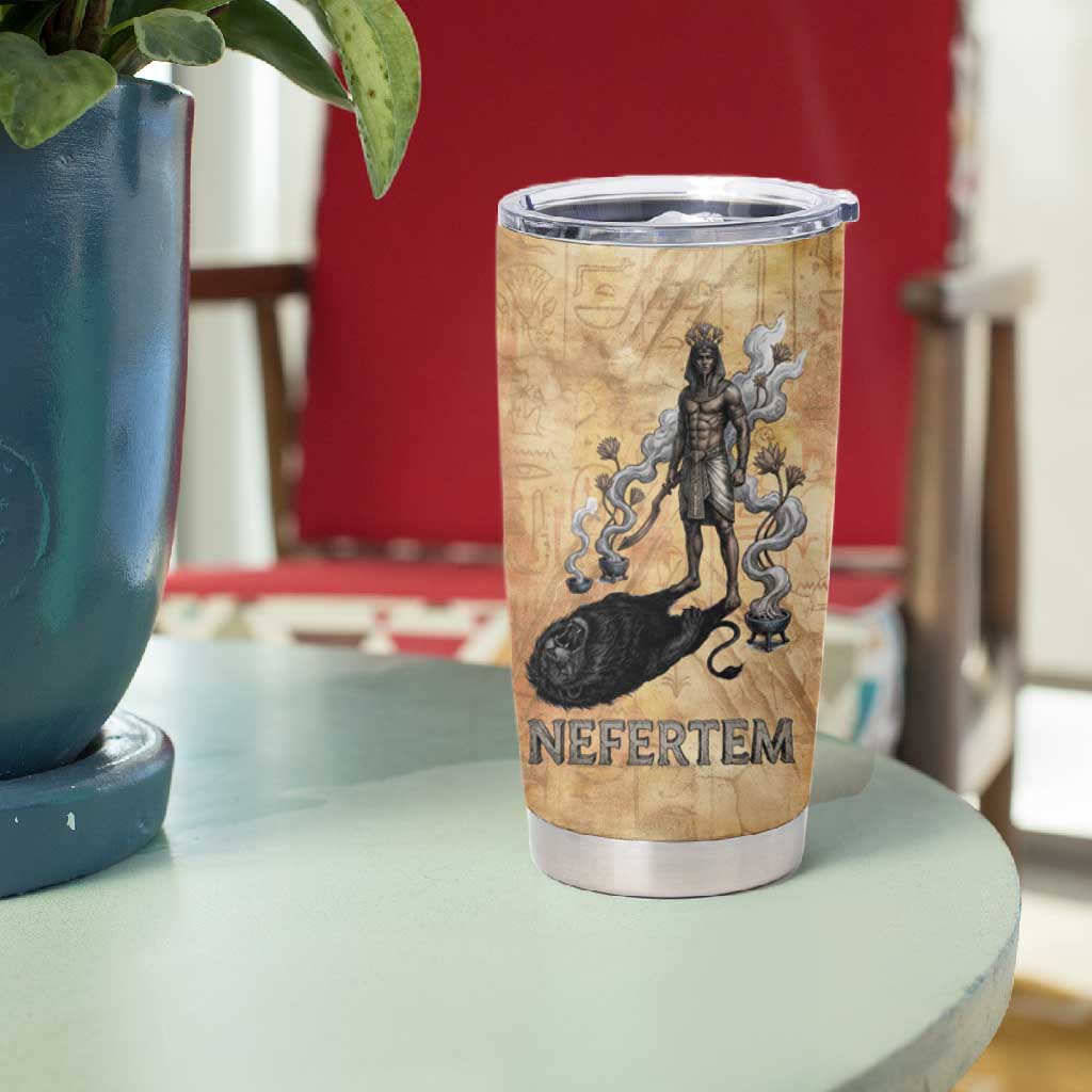 Nefertem Ancient Egyptian Tumbler Cup Lion Head Lotus Flowers Incense Smoke Ancient