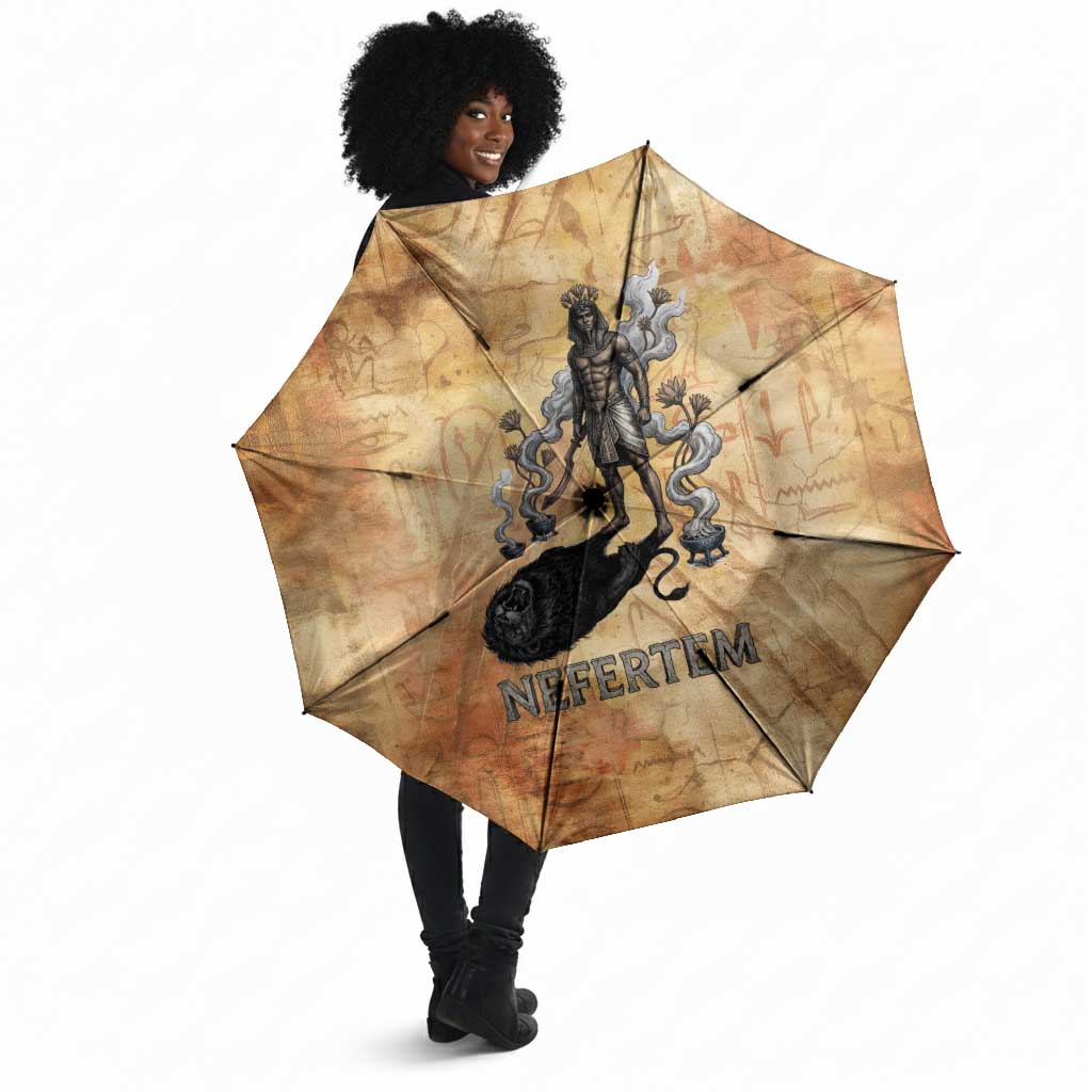 Nefertem Ancient Egyptian Umbrella Lion Head Lotus Flowers Incense Smoke Ancient