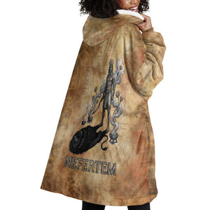 Nefertem Ancient Egyptian Wearable Blanket Hoodie Lion Head Lotus Flowers Incense Smoke Ancient