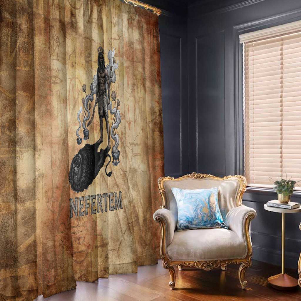 Nefertem Ancient Egyptian Window Curtain Lion Head Lotus Flowers Incense Smoke Ancient