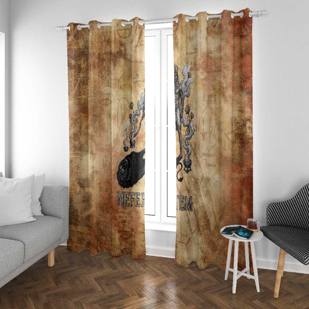 Nefertem Ancient Egyptian Window Curtain Lion Head Lotus Flowers Incense Smoke Ancient