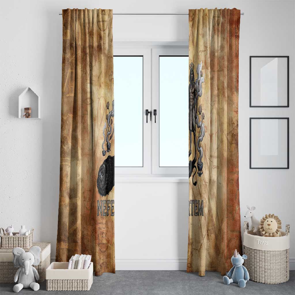 Nefertem Ancient Egyptian Window Curtain Lion Head Lotus Flowers Incense Smoke Ancient