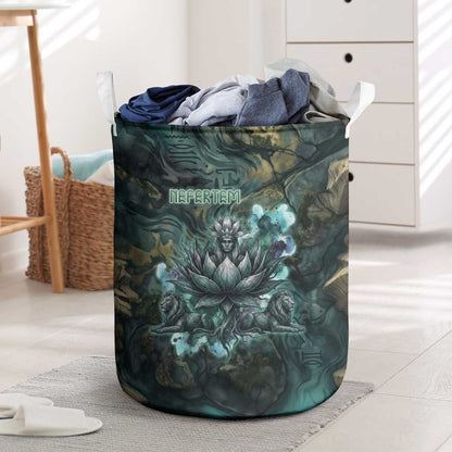 Nefertem Laundry Basket Primordial Bloom Lotus Mystical Lion Cosmic Egyptian