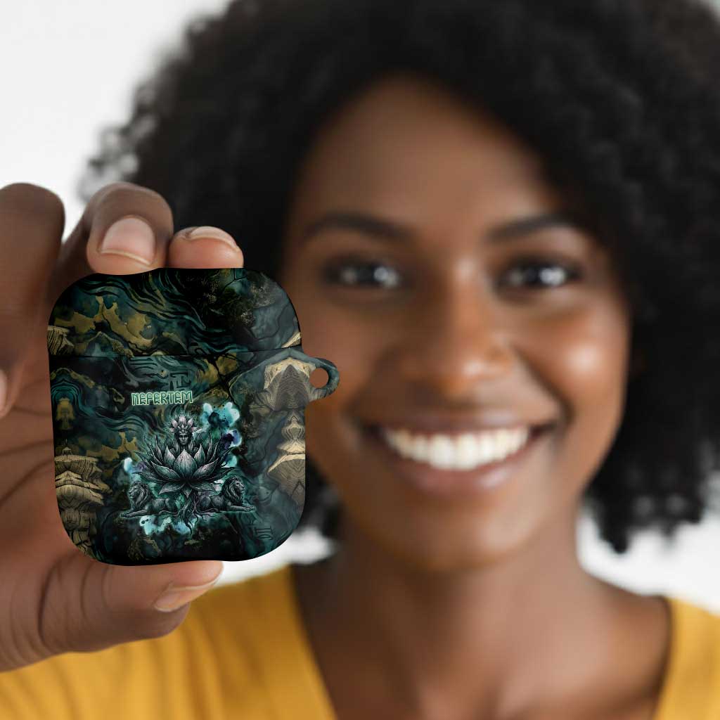 Nefertem AirPods Case Primordial Bloom Lotus Mystical Lion Cosmic Egyptian
