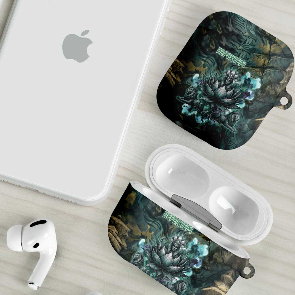 Nefertem AirPods Case Primordial Bloom Lotus Mystical Lion Cosmic Egyptian