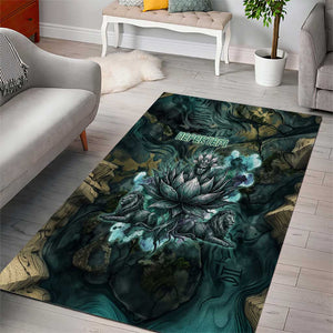 Nefertem Area Rug Primordial Bloom Lotus Mystical Lion Cosmic Egyptian