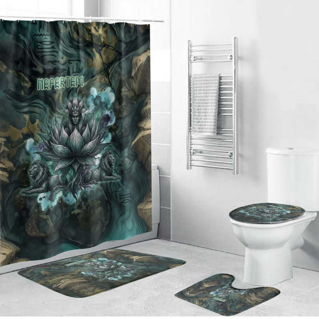 Nefertem Bathroom Set Primordial Bloom Lotus Mystical Lion Cosmic Egyptian